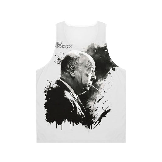 Alfred Hitchcock black and white graphic unisex tank top