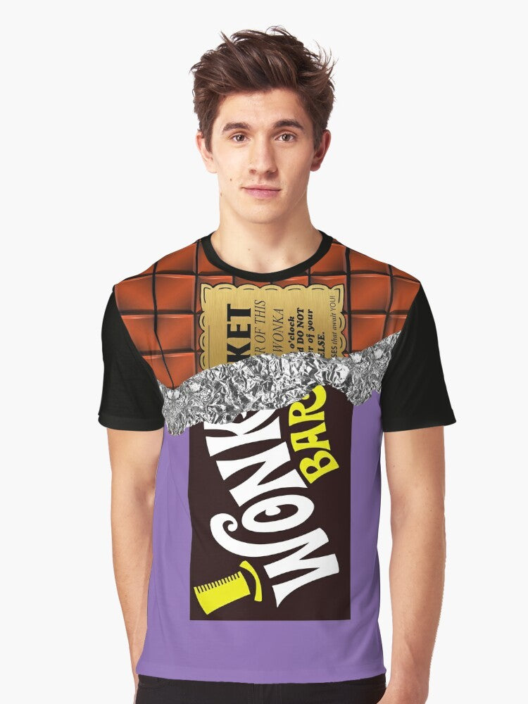 Golden ticket chocolate graphic t-shirt featuring Wonka's pure imagination - Men