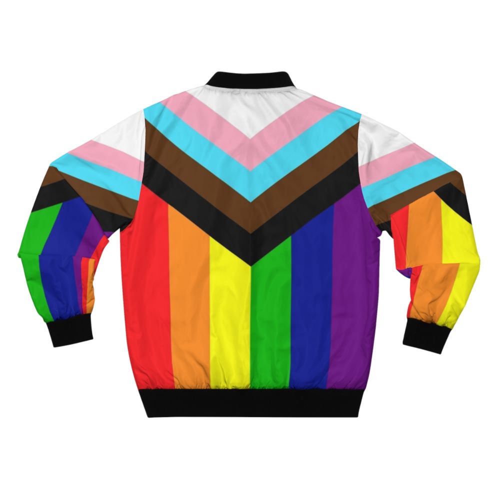 Progressive pride flag bomber jacket with rainbow colors - Back