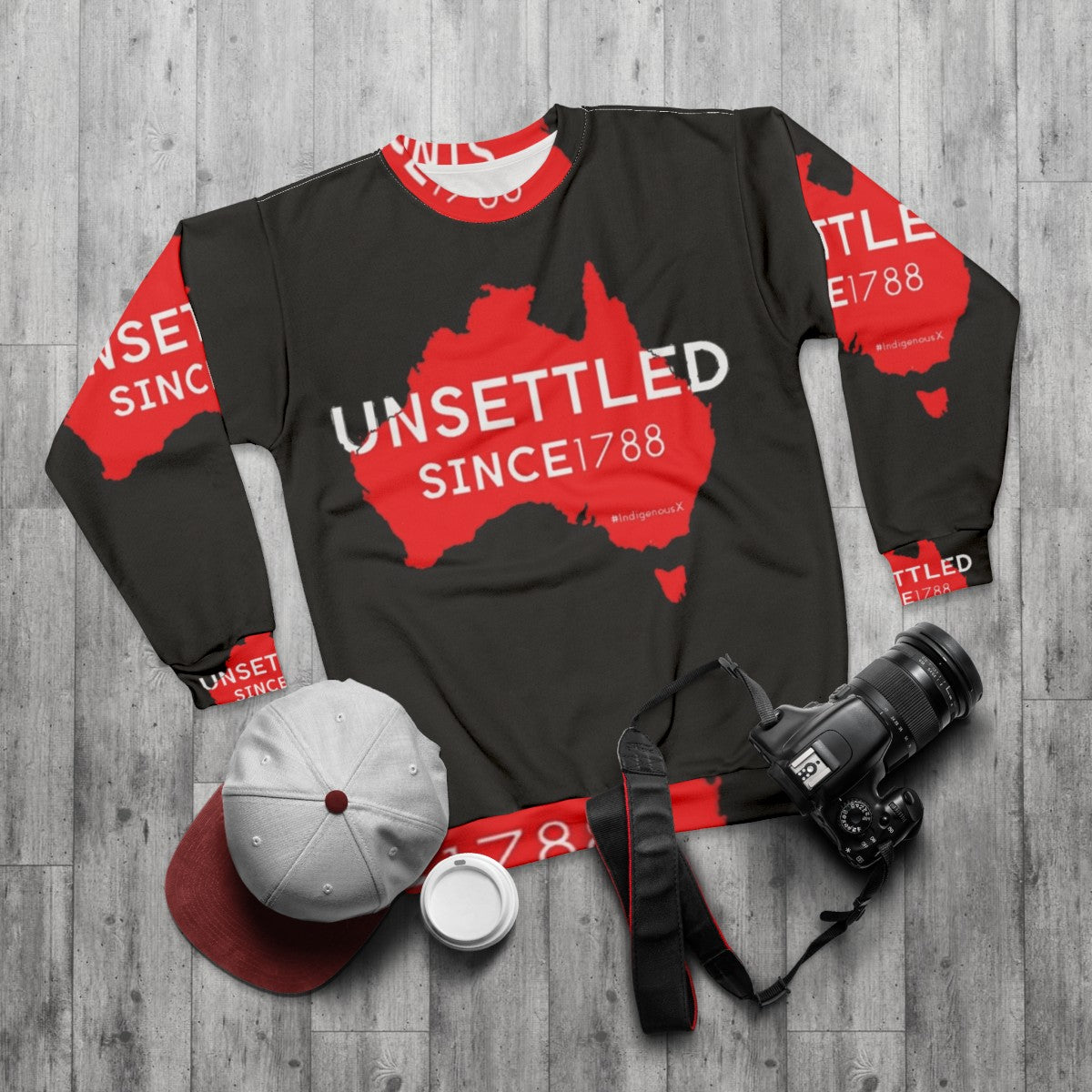 Red Australian Unsettled Since 1788 Sweatshirt - flat lay