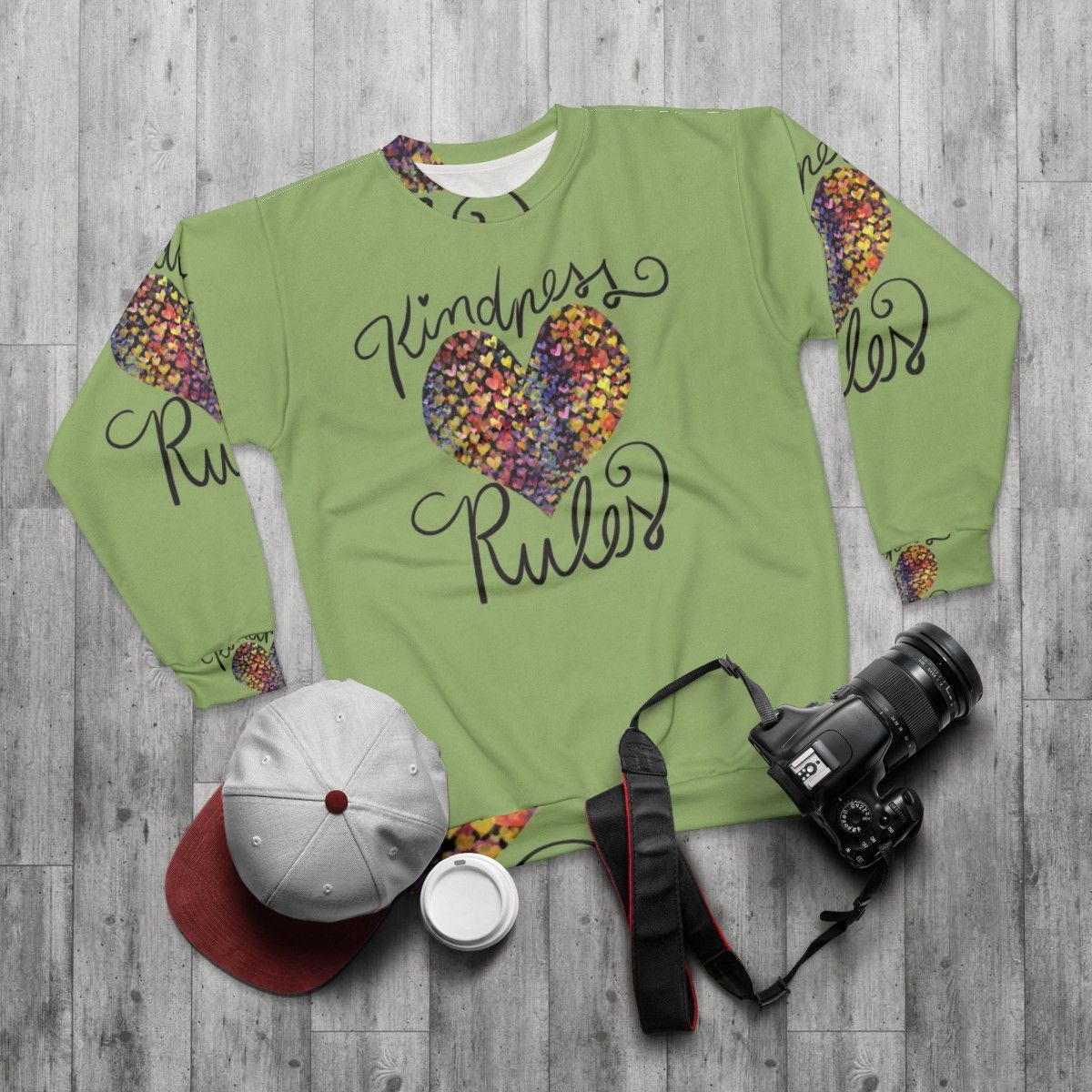 Kindness Rules Inspirational Sweatshirt - flat lay