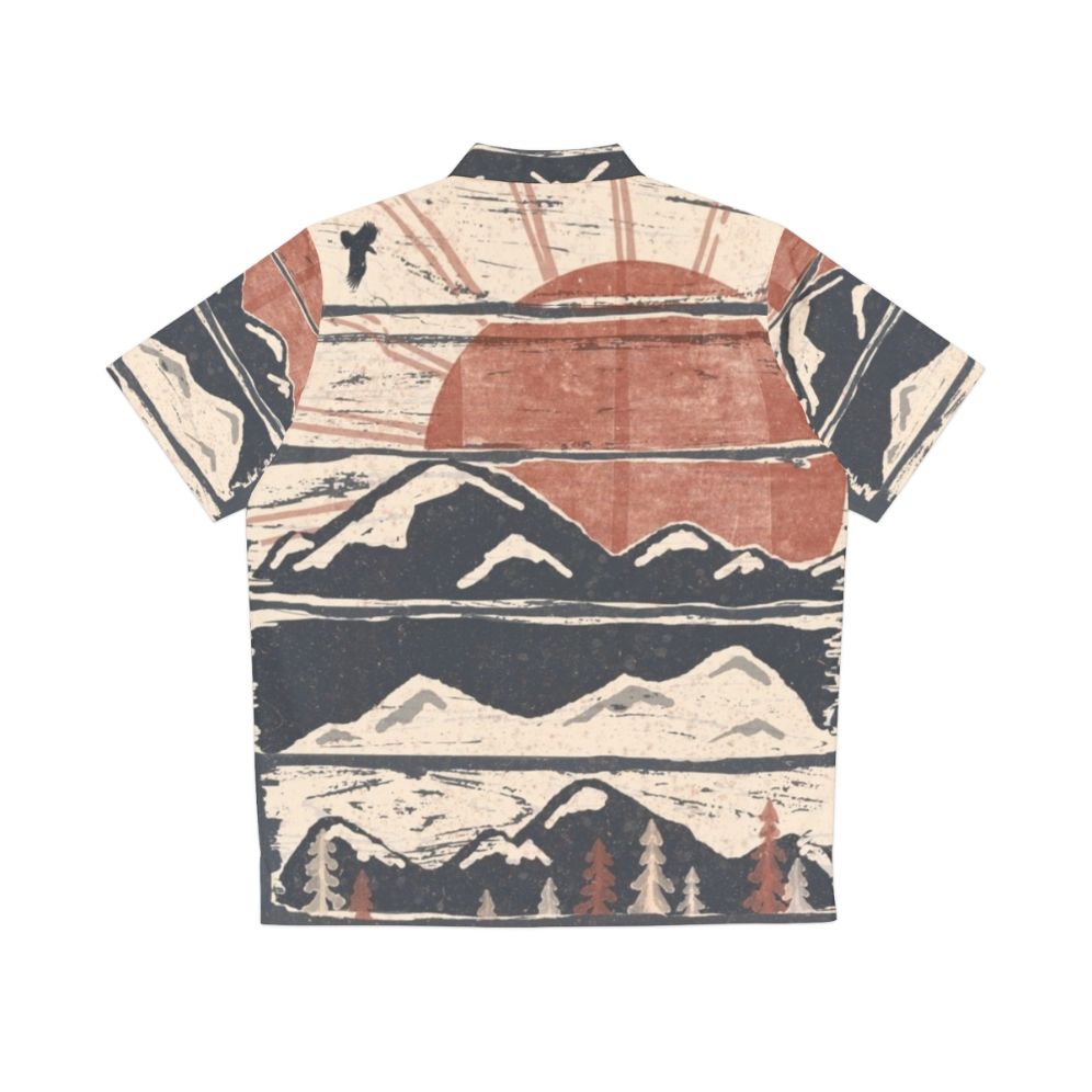 Winter Pursuits Hawaiian Shirt featuring wildlife, mountains, and forest scenery - Back