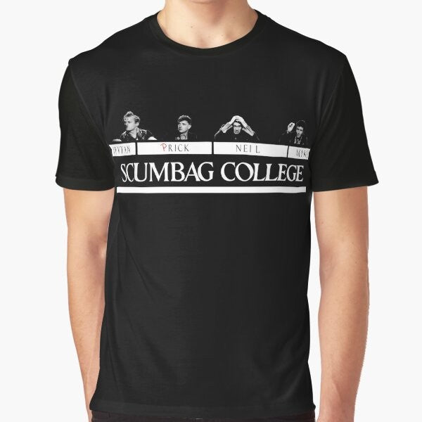 80s punk graphic t-shirt with the "Young Ones Scumbag College" design