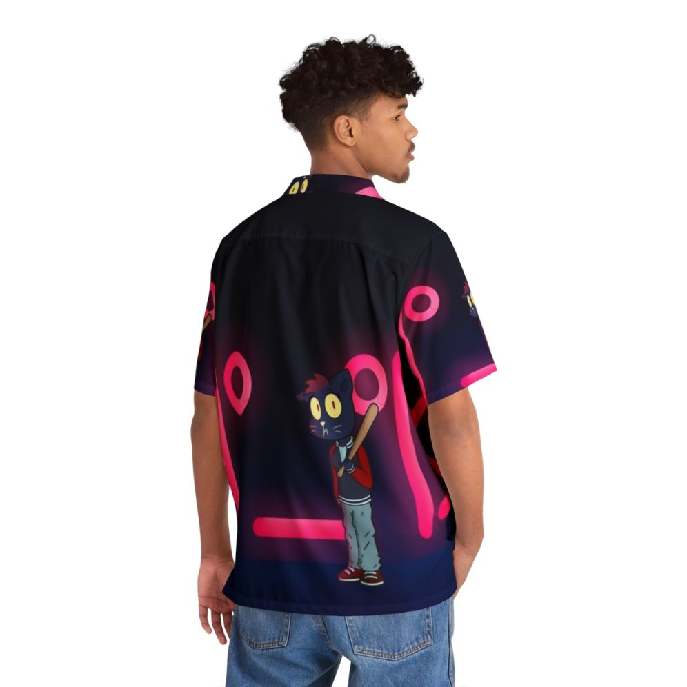 Caravan Springs Lone Mae Hawaiian Shirt with Neon Pink Glowing Midnight Design - People Back