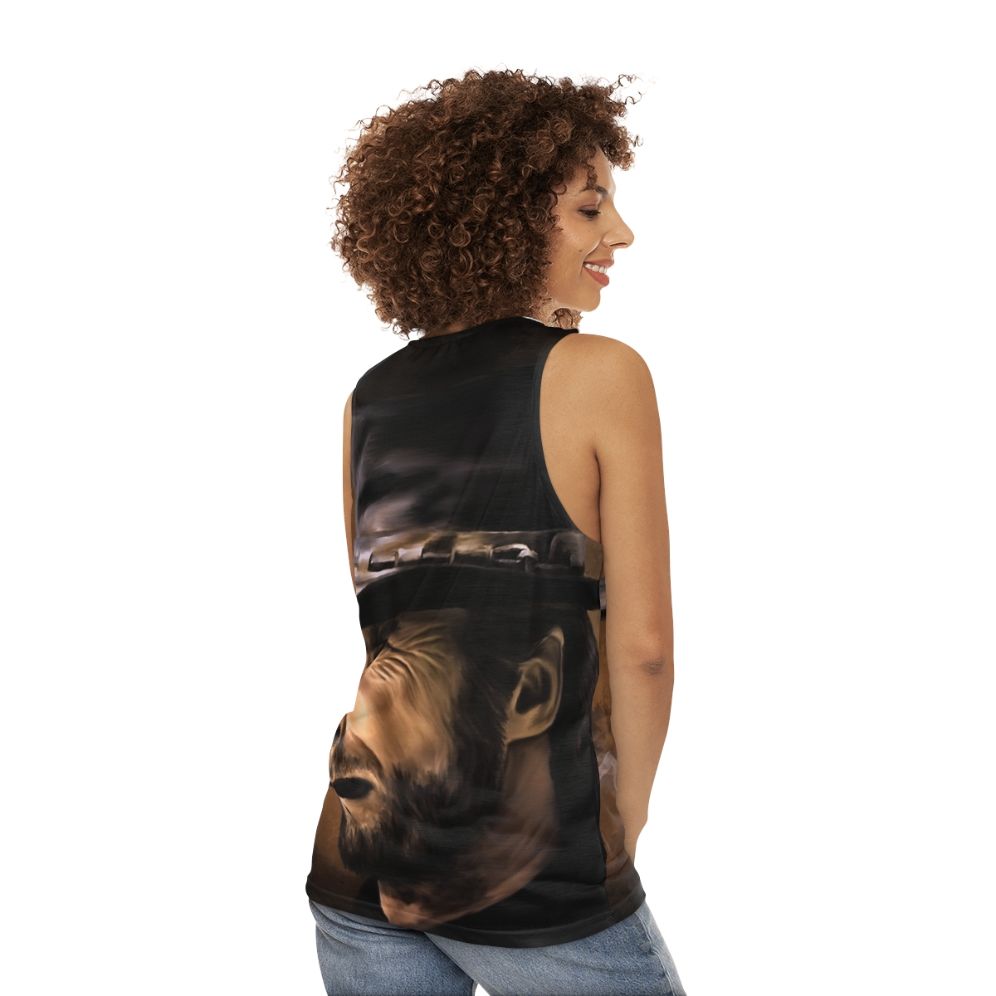 Cowboy unisex tank top with vintage western design - women back