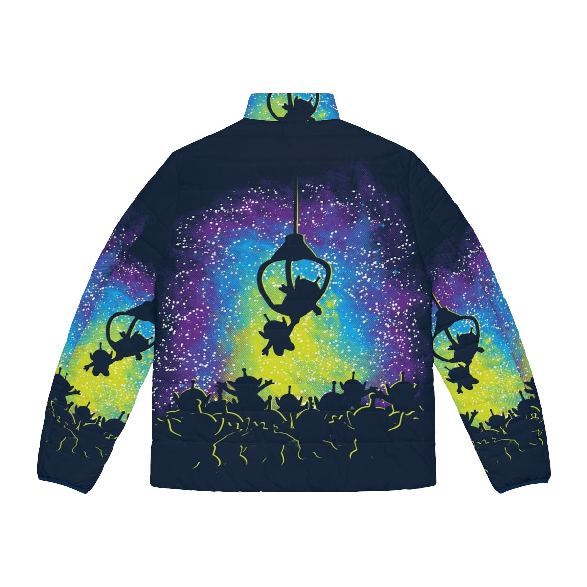 Master Puffer Jacket with vibrant alien and UFO design - Back