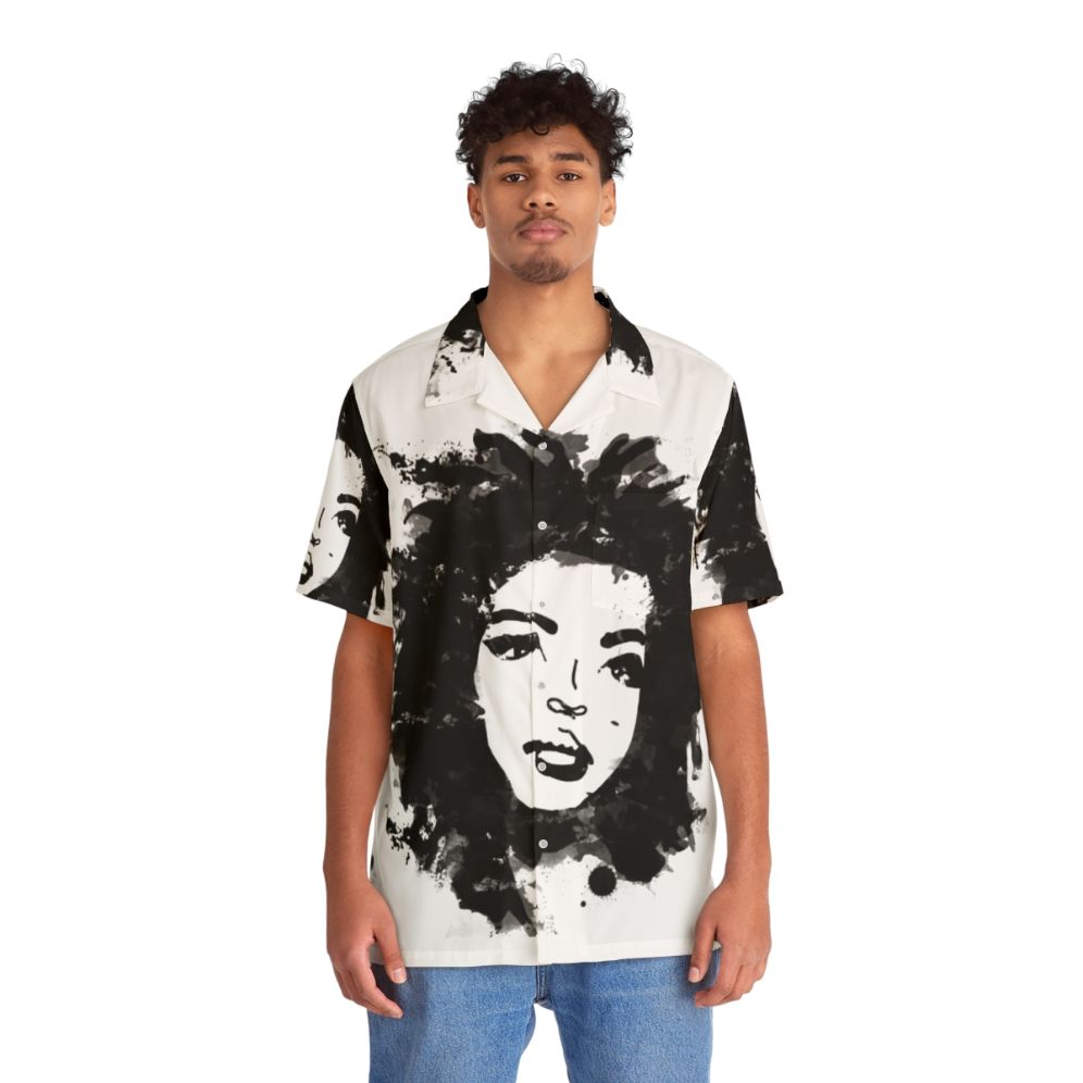 Lauryn Hill Monochrome Black Music Hawaiian Shirt - People Front