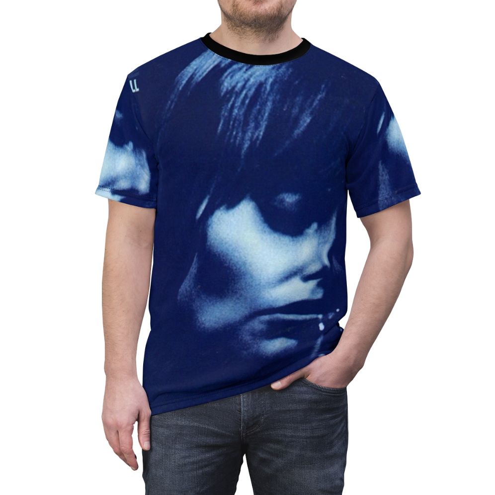 Vintage-style t-shirt featuring Joni Mitchell's iconic "Blue" album artwork - men front