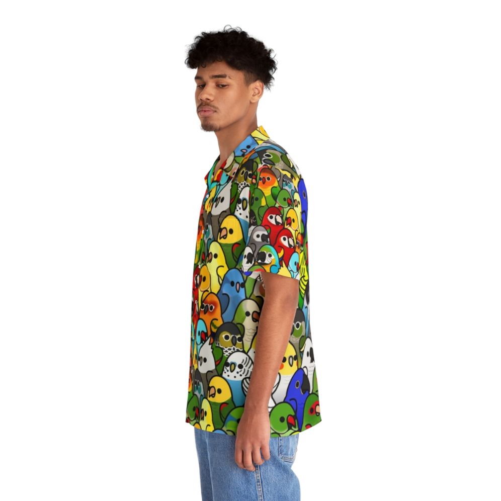 Colorful Hawaiian shirt with a vibrant bird print design - People Left