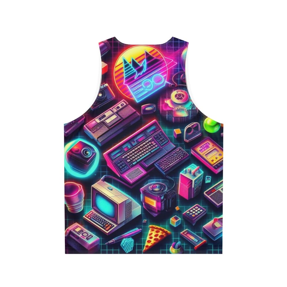 Retro-inspired colorful tech unisex tank top - Back