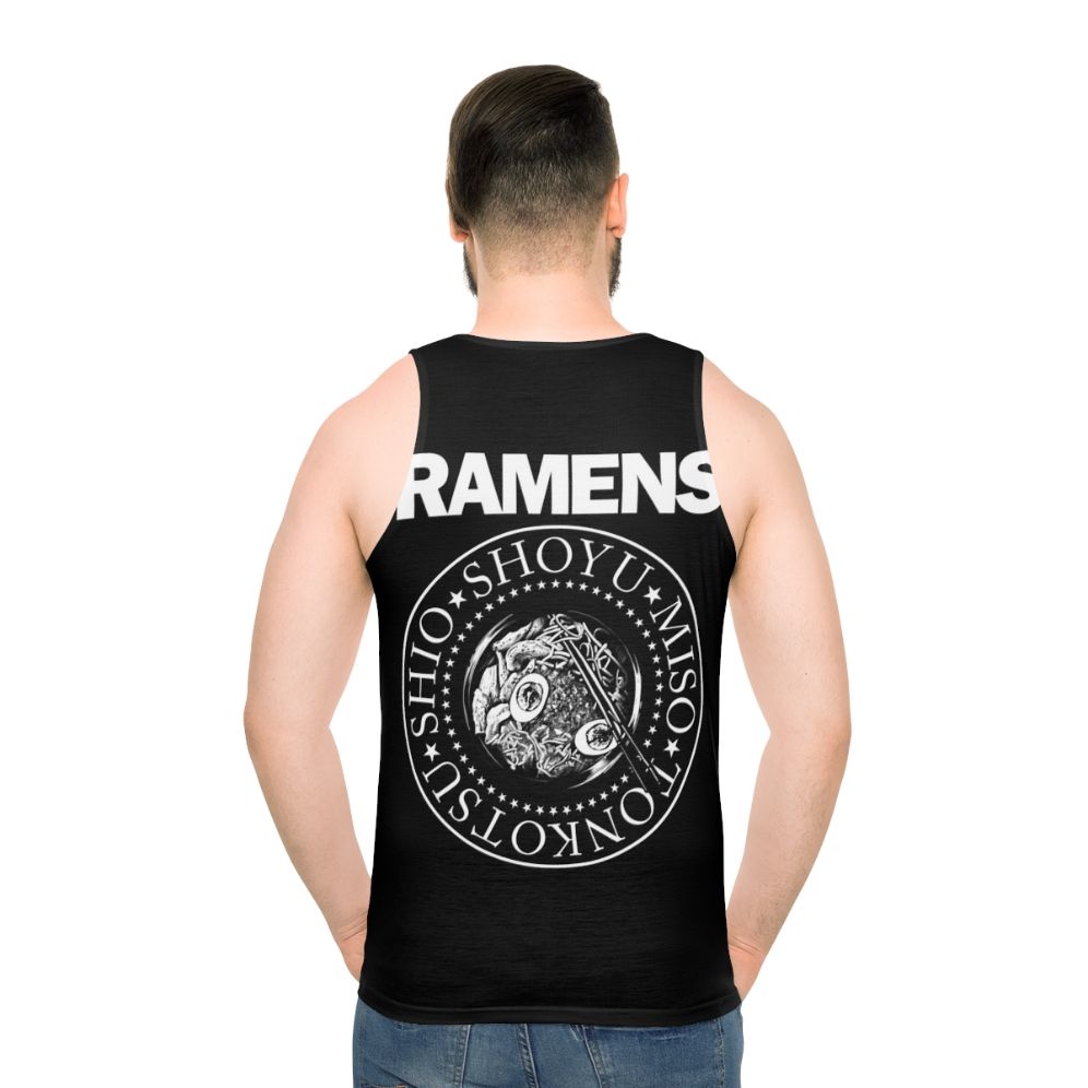 Retro punk rock ramen noodle unisex tank top - men back