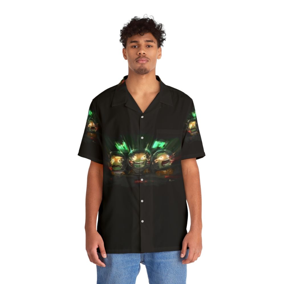 Kerbal Space Program Hawaiian Shirt with Spacecraft Design - People Front