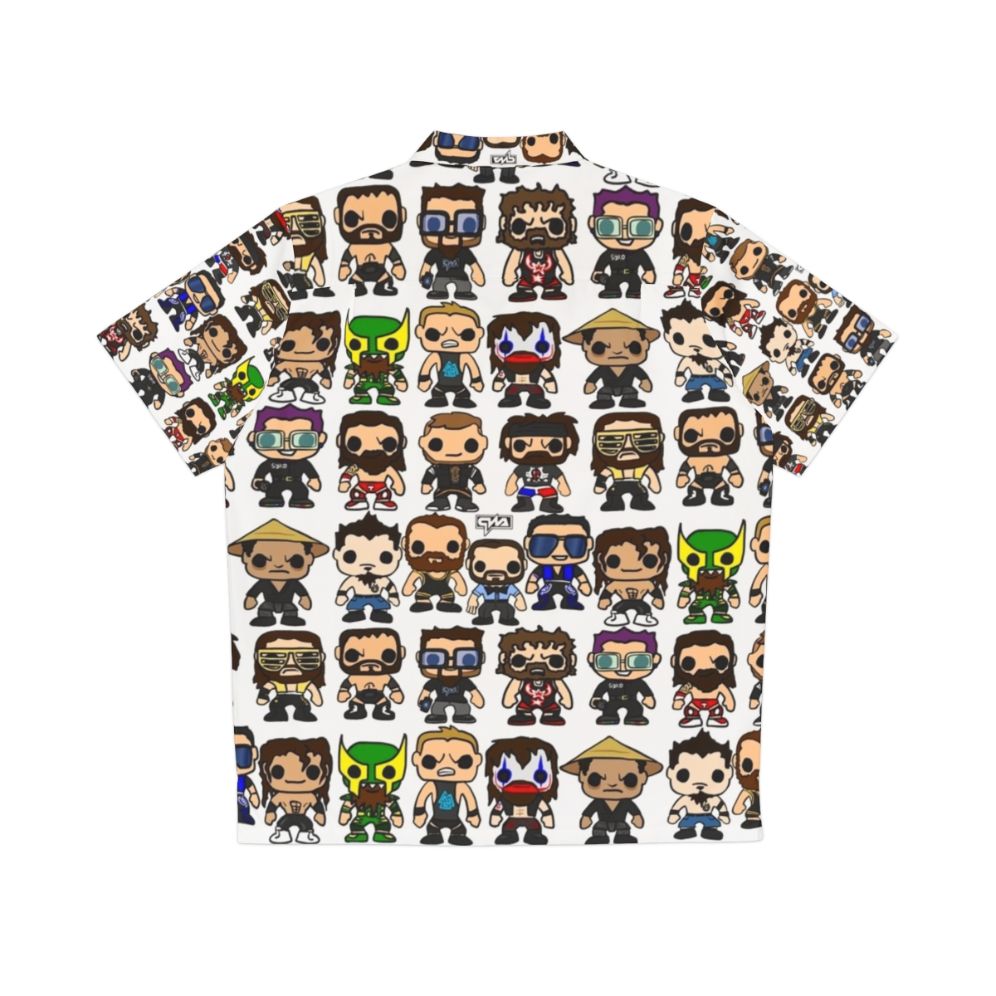 Qwa Vinyl Pop Fighters Hawaiian Shirt with wrestling and pop art design - Back