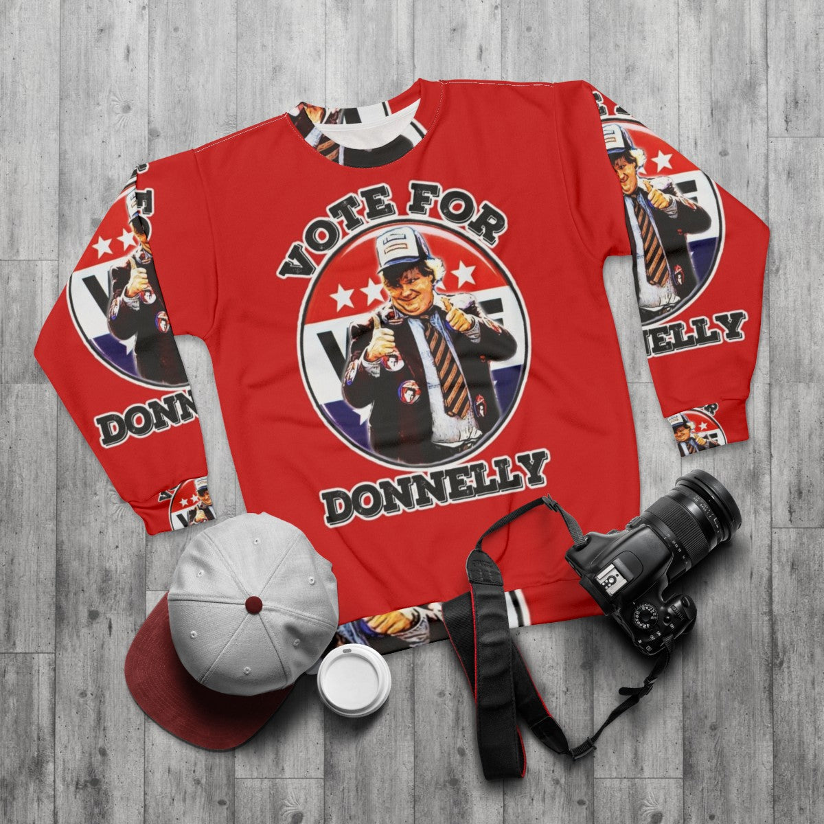 Vote for Donnelly Black Sheep SNL Political Sweatshirt - flat lay