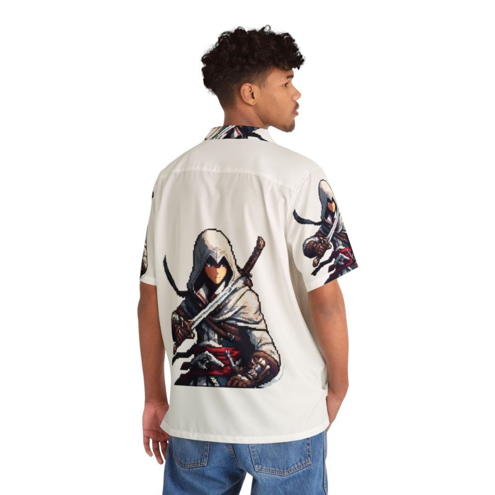 Assassin's Creed Pixel Art Hawaiian Shirt - Flat lay