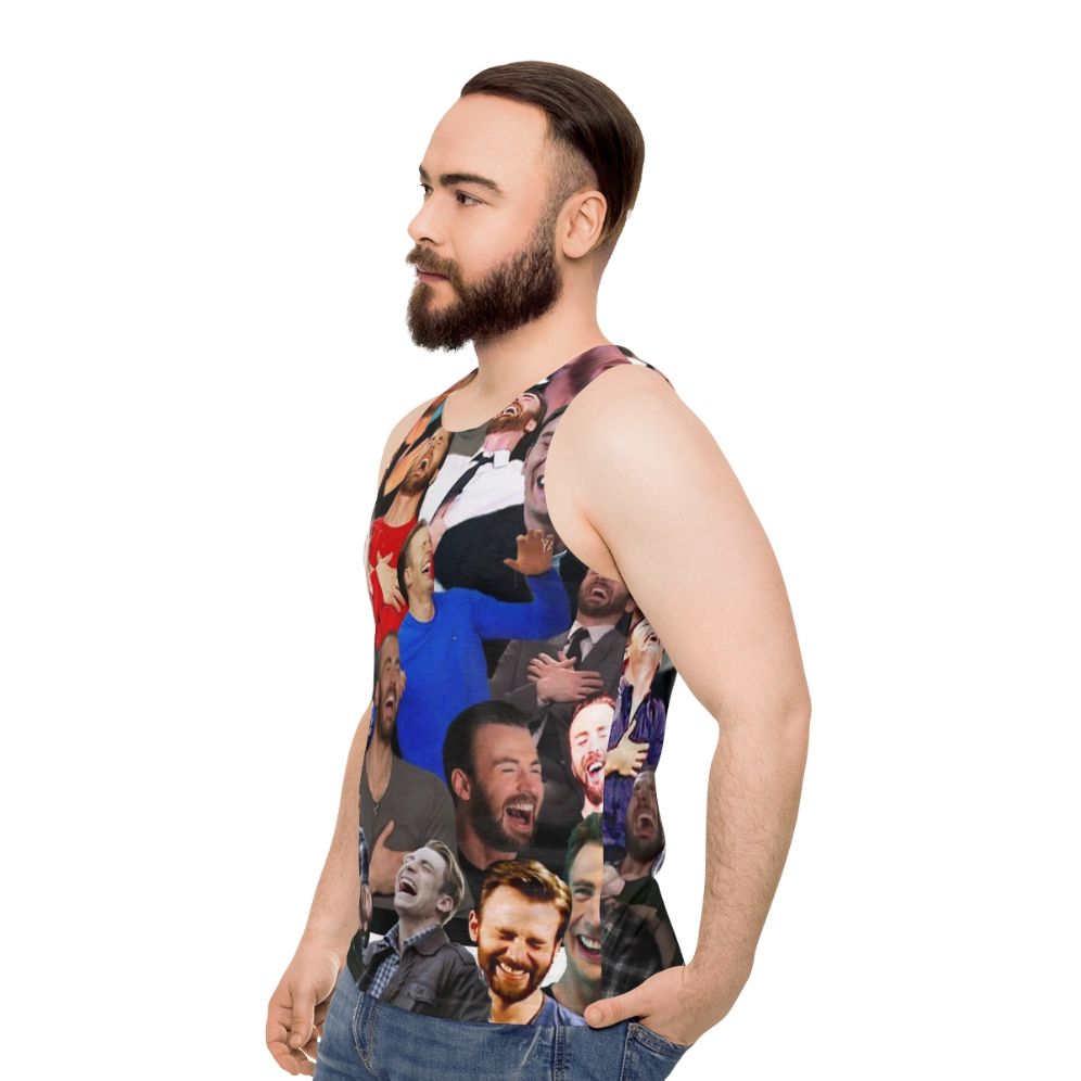 Chris Evans Laughing Unisex Tank Top - men side