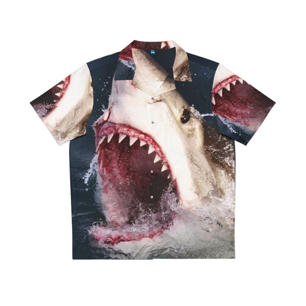 3D great white shark bite Hawaiian shirt