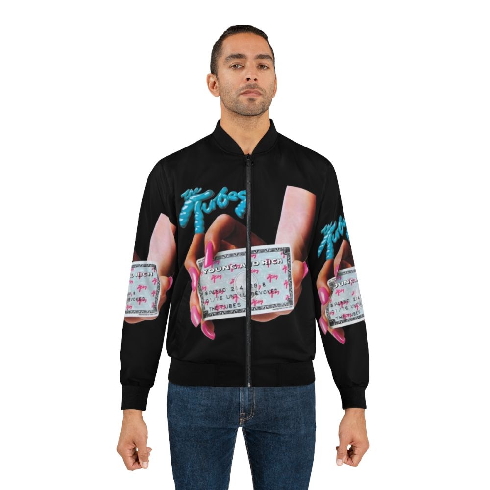 The Tubes Punk Bomber Jacket with Retro 1970s 1980s New Wave Design - Lifestyle