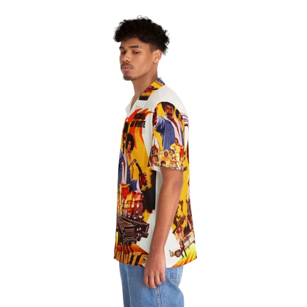 Black Dynamite Hawaiian Shirt with Tropical Print - People Left