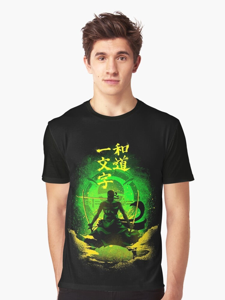 Roronoa Zoro anime character graphic design on a t-shirt - Men