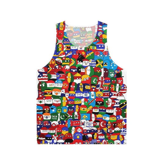 Unisex Countryball Tank Top with World Map and Country Flags