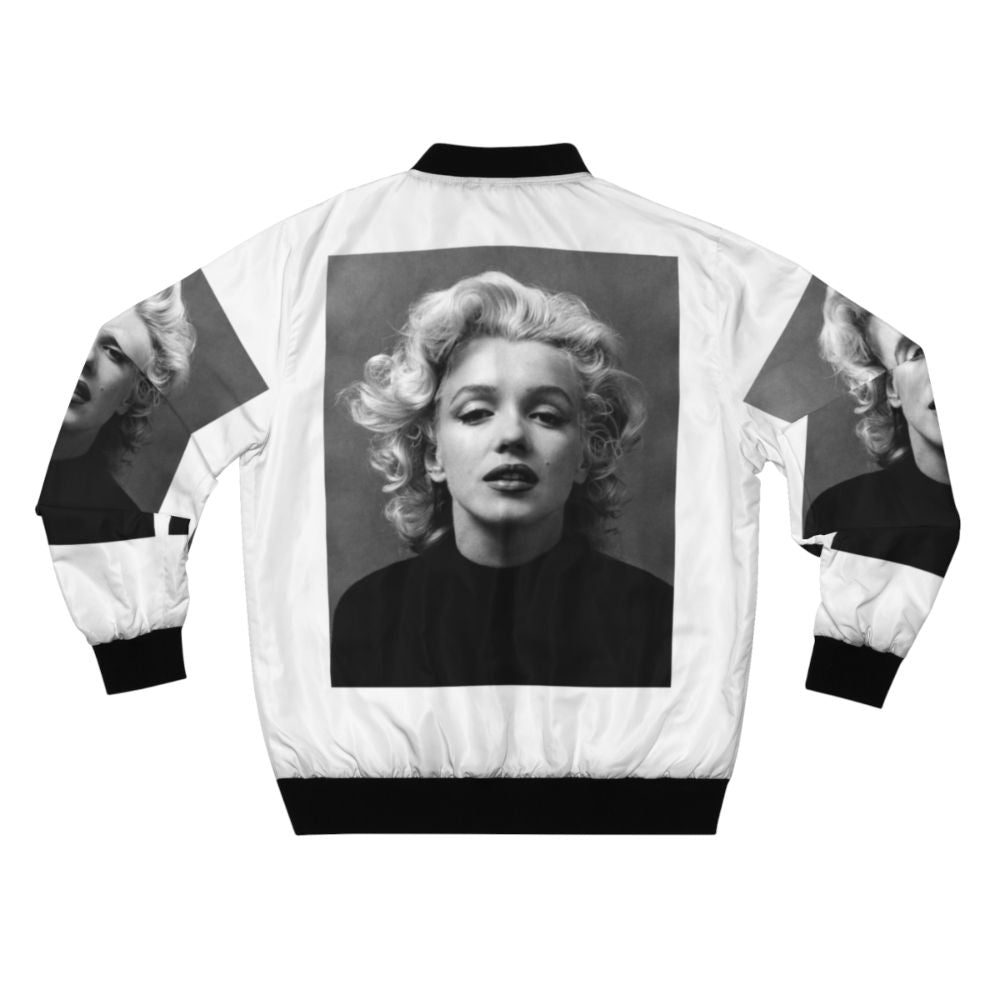 Vintage black and white bomber jacket featuring Marilyn Monroe's iconic image - Back