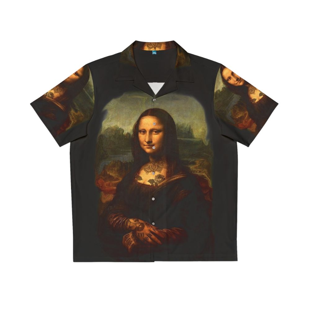 Mona Lisa inspired Hawaiian shirt with tattoo art design