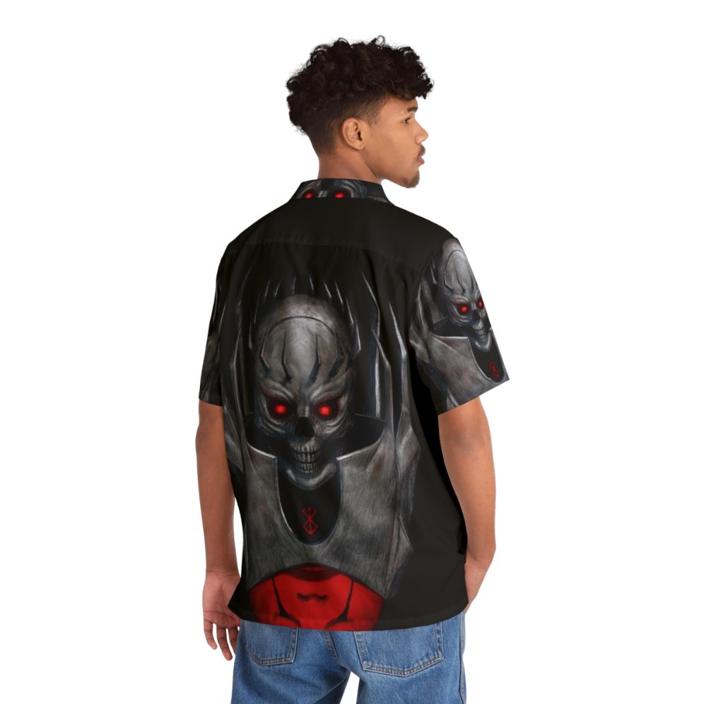 Skull Knight Hawaiian Shirt with tropical pattern - People Back