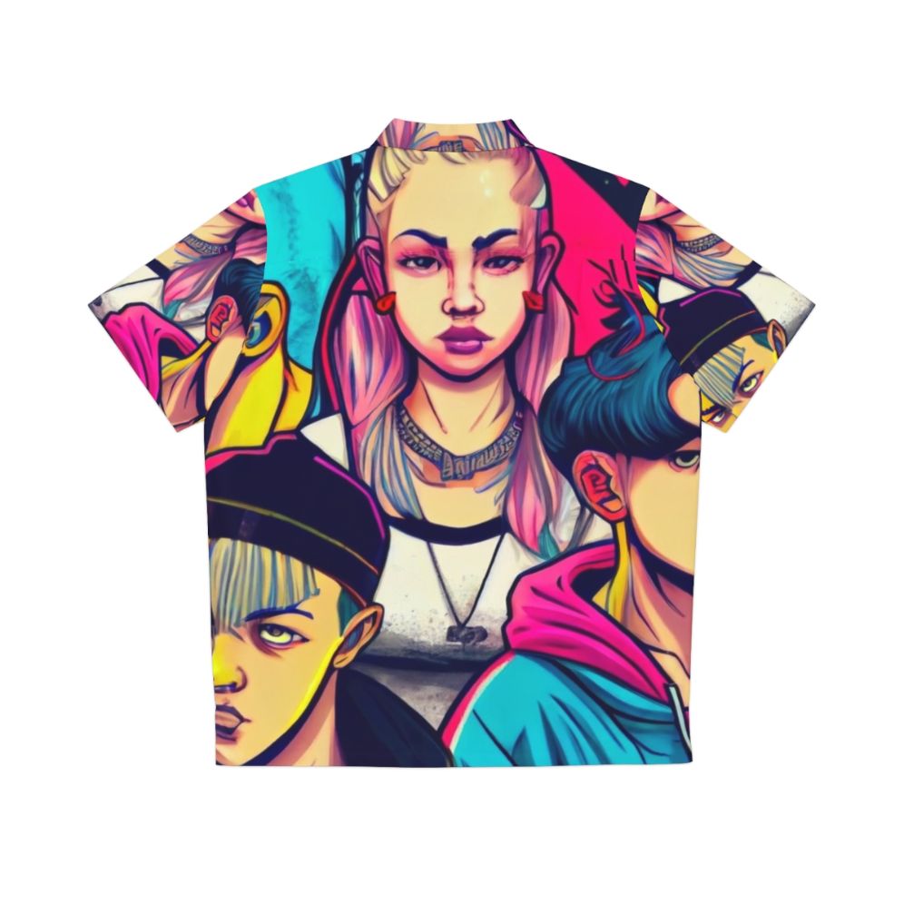 Young Royals Cyberpunk Manga Style Hawaiian Shirt - Back