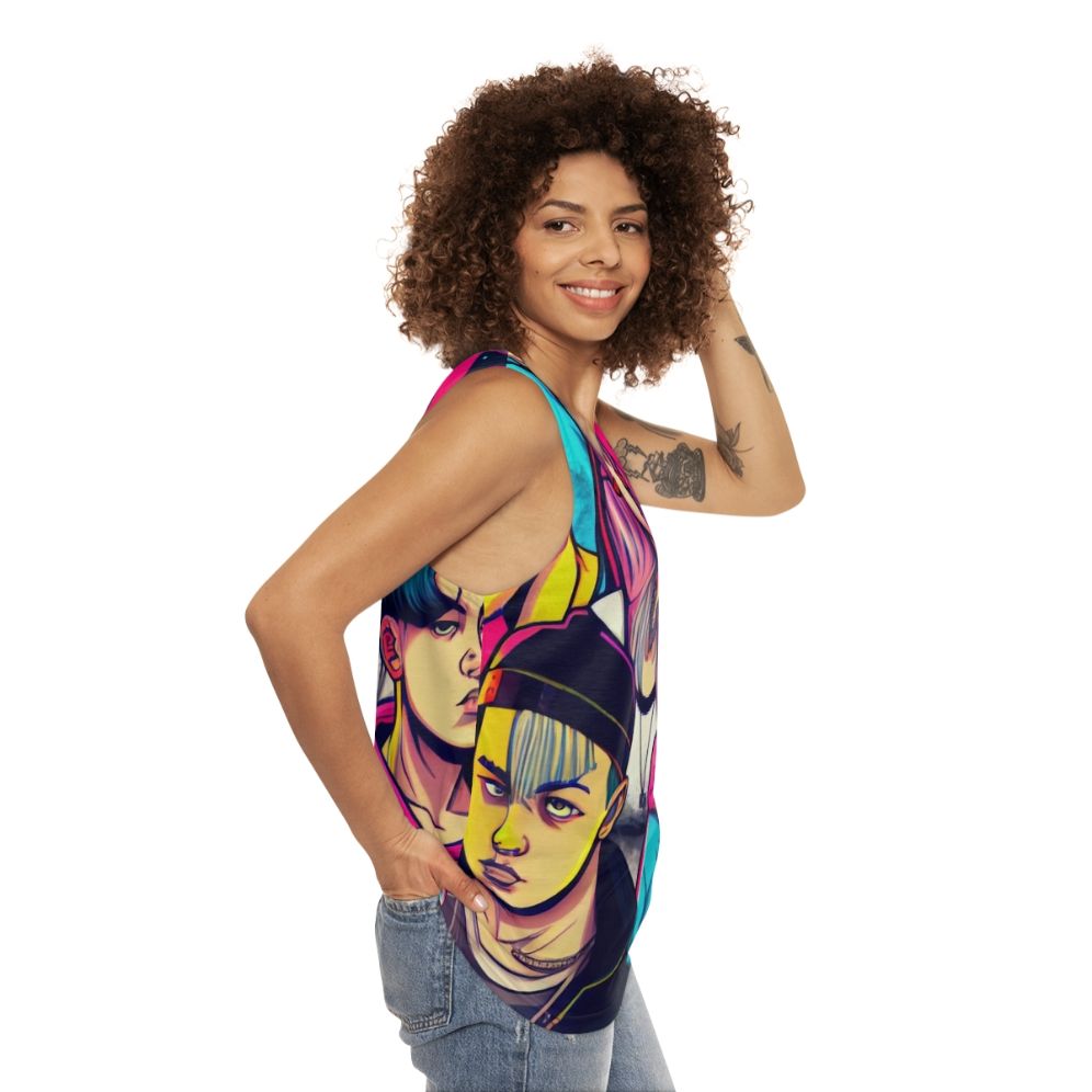 Young Royals Cyberpunk Manga Style Unisex Tank Top - women side