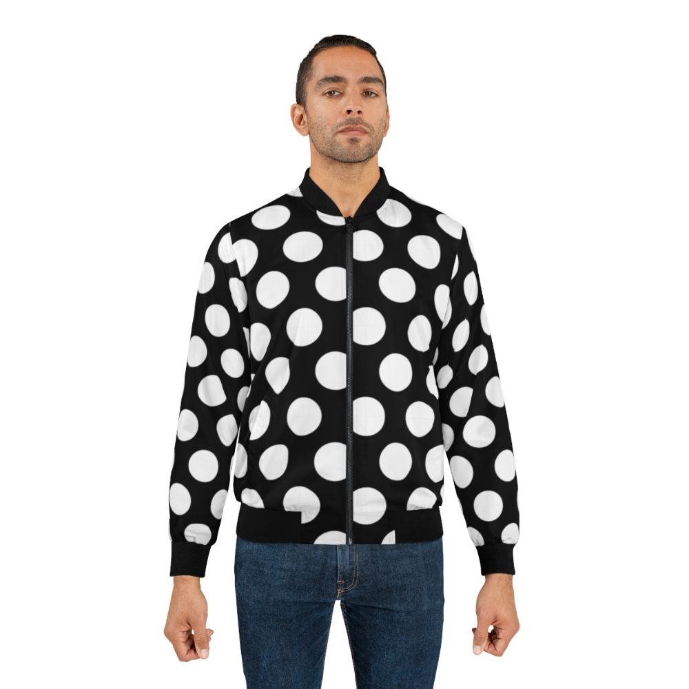 Black bomber jacket with large white polka dot pattern - Lifestyle