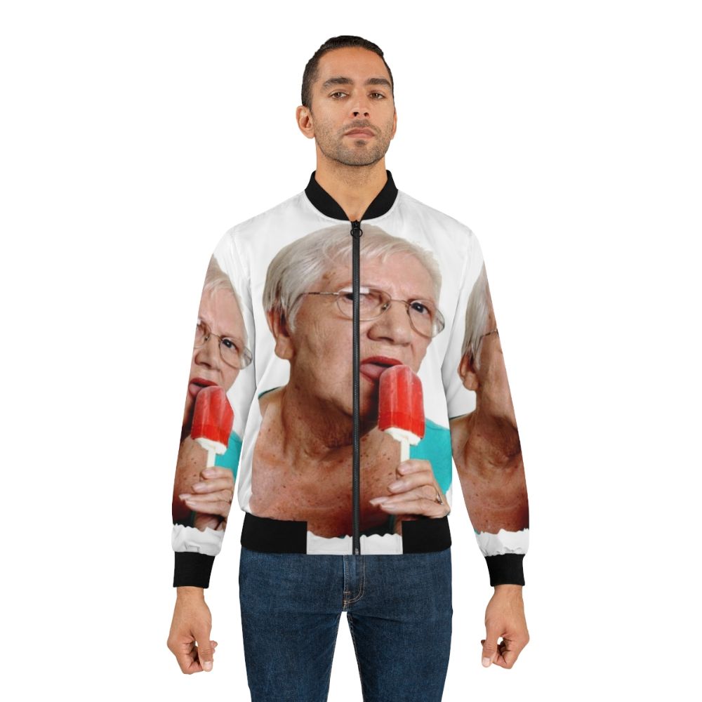 Granny Ice Cream Bomber Jacket with Funny Grandma Meme Design - Lifestyle