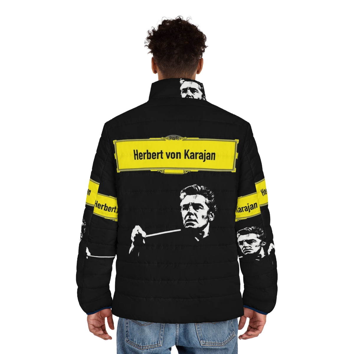 Herbert Von Karajan Puffer Jacket with Classical Music Instruments - men back