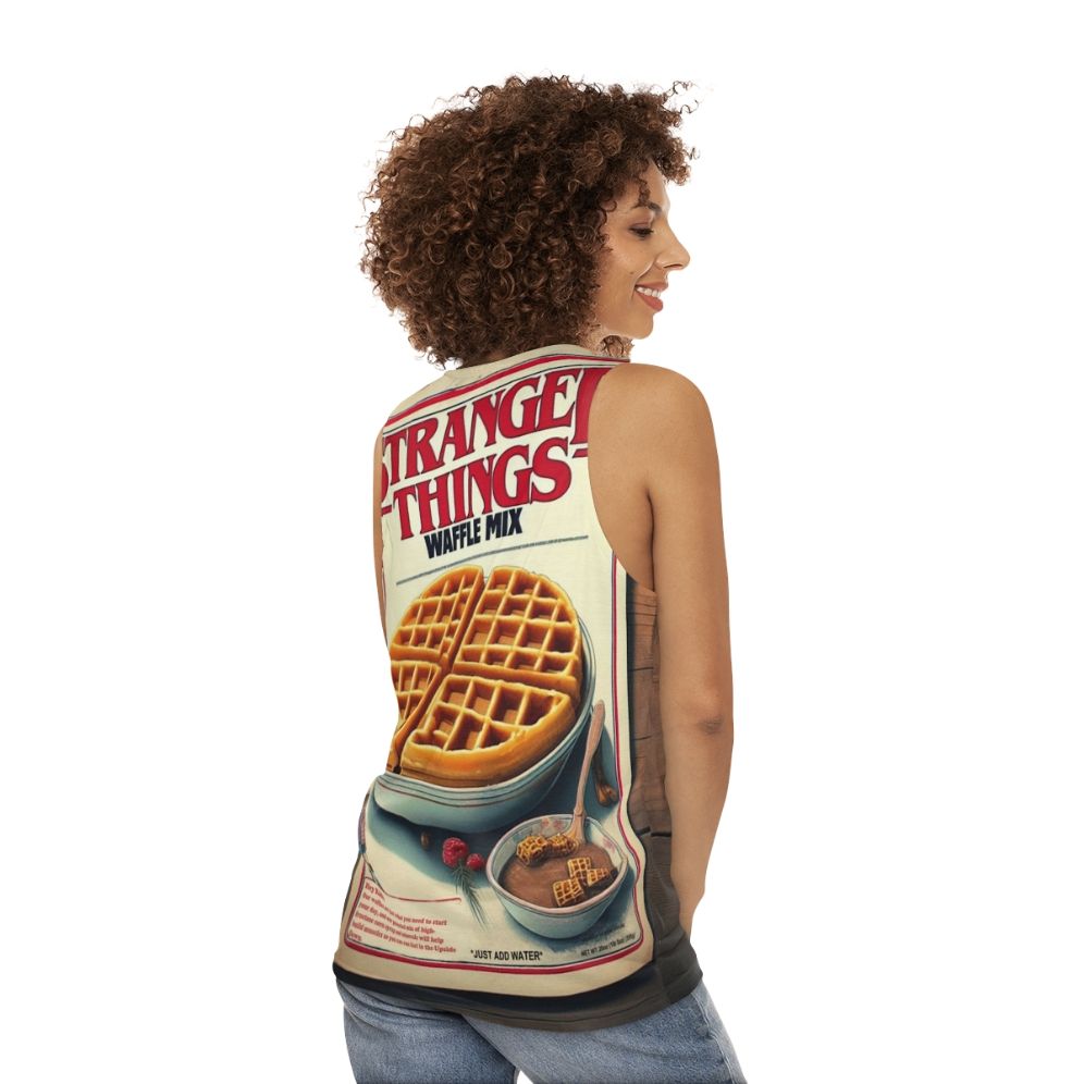 Waffle mix unisex tank top with stranger things design - women back