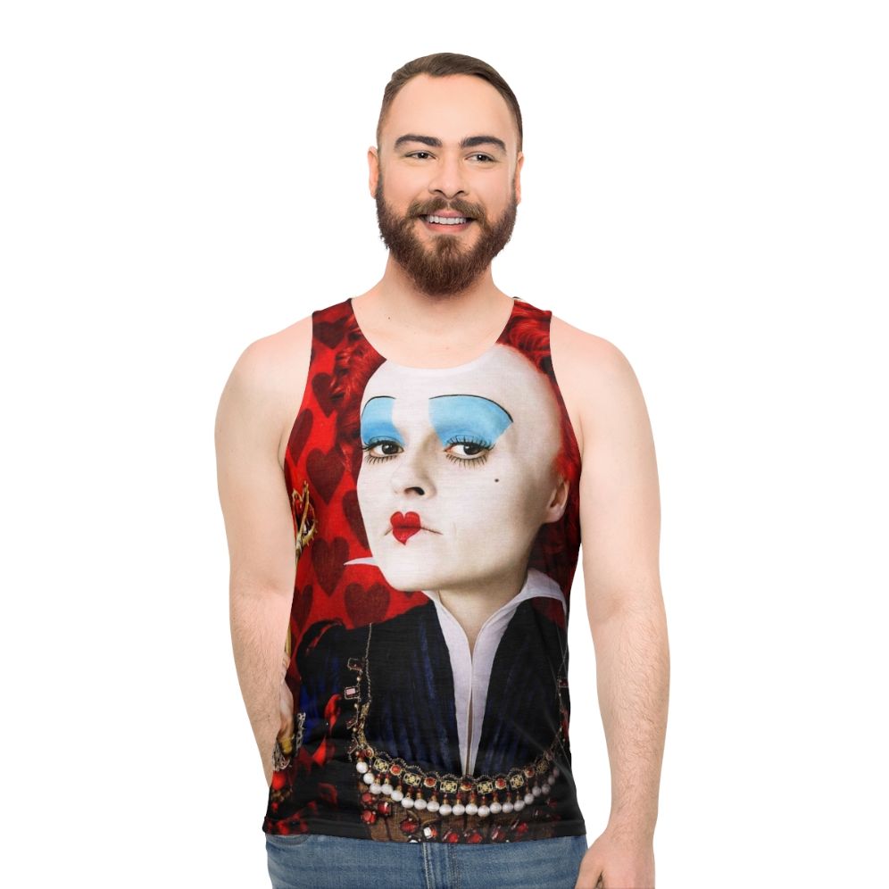 Queen of Hearts unisex tank top with heart print design - men