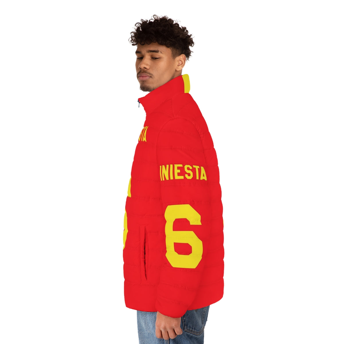 Iniesta Number 6 Spain Football Puffer Jacket - men side left