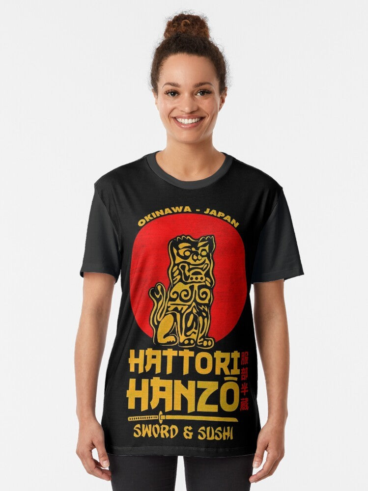 Hattori Hanzo Graphic T-Shirt featuring the iconic samurai character from Quentin Tarantino's Kill Bill movies - Women