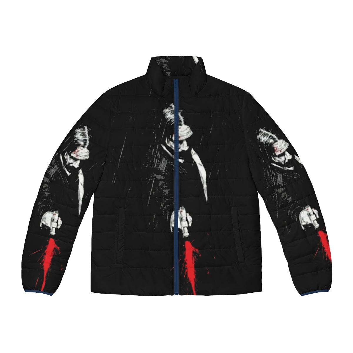 Baba Yaga Puffer Jacket in red with blood-inspired design