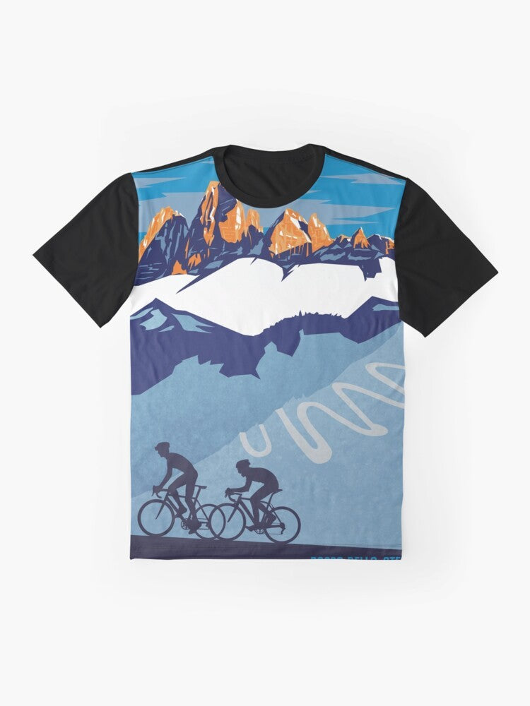 Retro Giro D'Italia Stelvio Cycling Poster Graphic T-Shirt - Flat lay