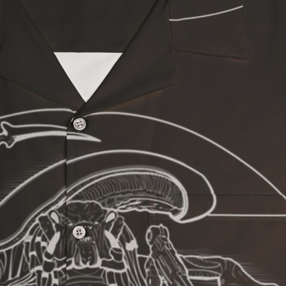 Vitruvian Hunters Negative Hawaiian Shirt featuring sci-fi and horror elements - Detail