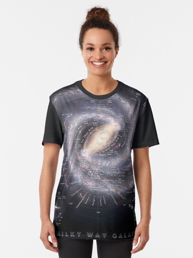 Milky Way Galaxy Map HD Graphic Design T-Shirt for Astronomy Lovers - Women