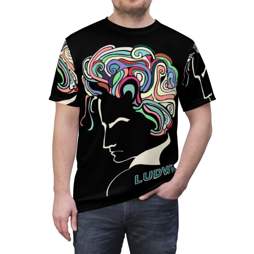 T-shirt featuring the iconic portrait of Ludwig Van Beethoven, the legendary classical composer - men front