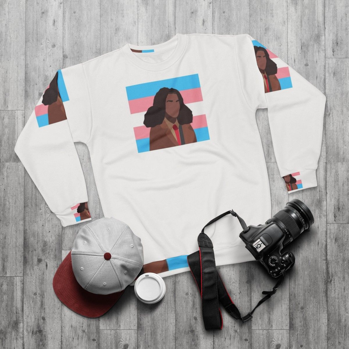 Elle Argent Trans Pride Flag Sweatshirt - flat lay