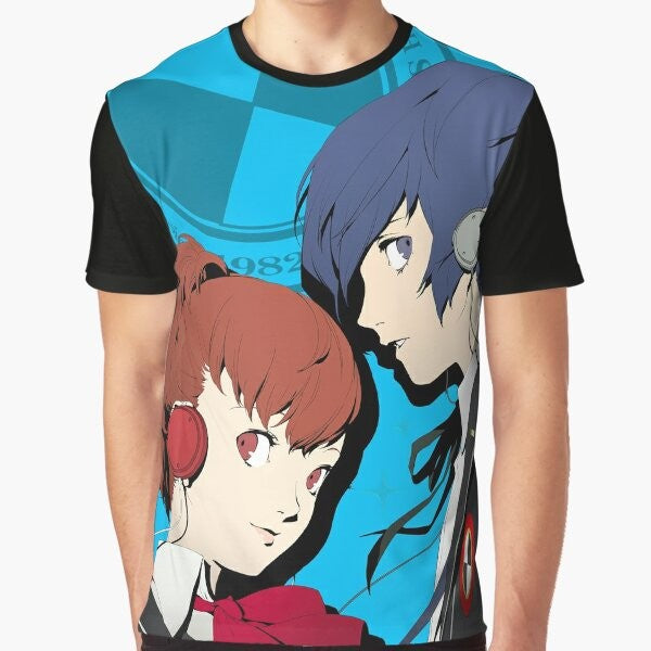 Persona 3 protagonist Special Edition 25th Anniversary graphic t-shirt featuring the main character from the popular video game series.