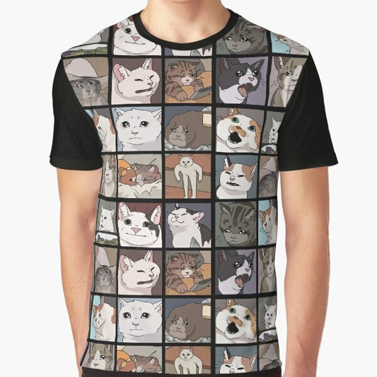 Meme Cats 2.0 Graphic T-Shirt featuring adorable and funny crying cat memes