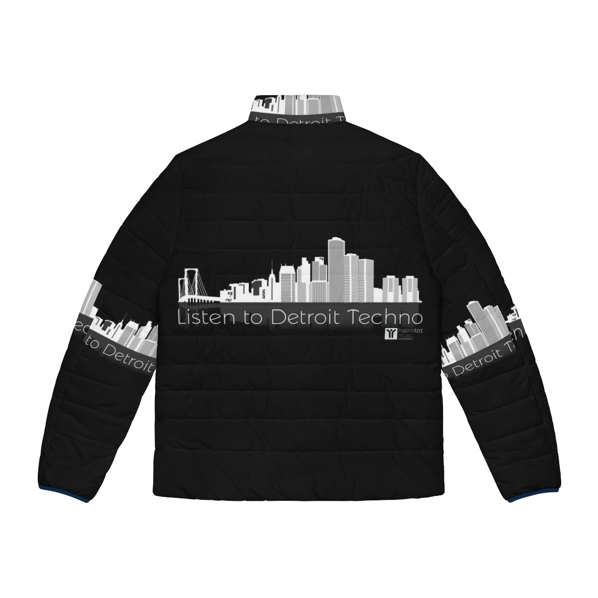 Detroit Techno Puffer Jacket for Music Lovers - Back