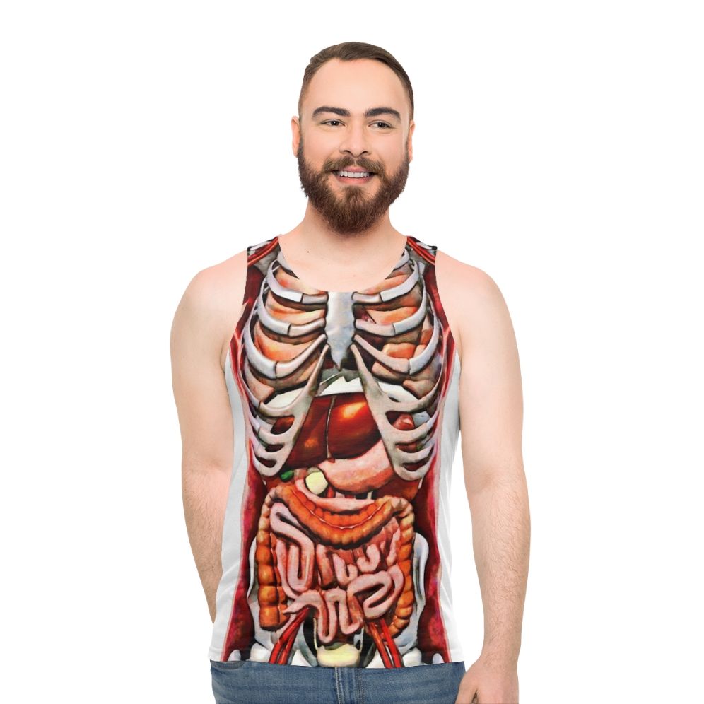 Anatomical skeleton tank top with internal organs design - men