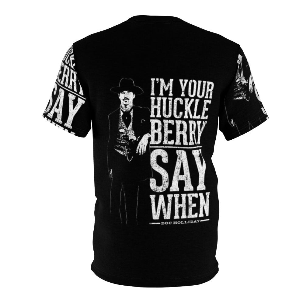 Vintage-style "I'm Your Huckleberry" t-shirt featuring a quote from the classic Western movie Tombstone. - Back