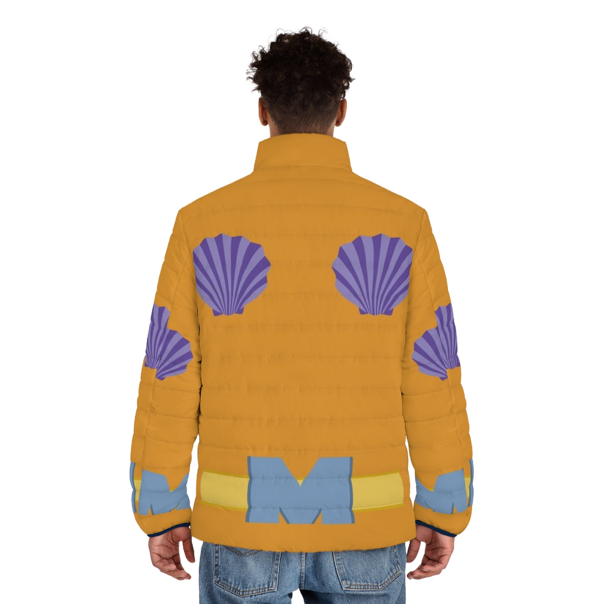 Mermaid Man puffer jacket with Spongebob Squarepants inspired design - men back