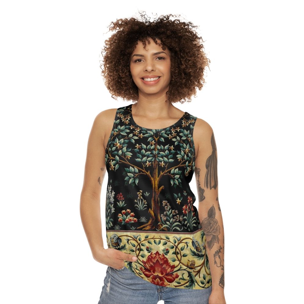 Midnight floral tapestry unisex tank top - women